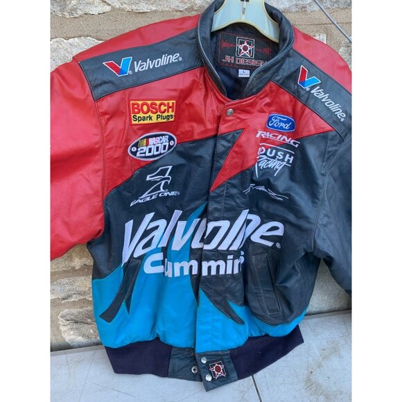 JH Design VTG Men's Jacket Roush Racing NASCAR Cummins Valvoline Large USA Made - Picture 2 of 16